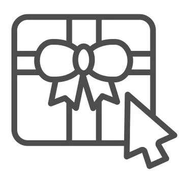Gift box with cursor line icon. Online shopping vector illustration isolated on Stockillustratie