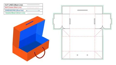 Gift box, Custom shoe box dieline tamplate and 3d rendaring, box packaging Stock Illustration