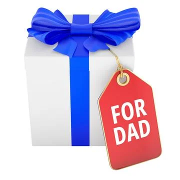 Gift box with For Dad tag, 3D rendering Stock Illustration