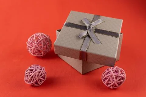 Gift box with decor Stock Photos