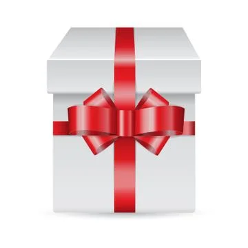 Gift box decorated with red bow isolated on white background. Stock Illustration