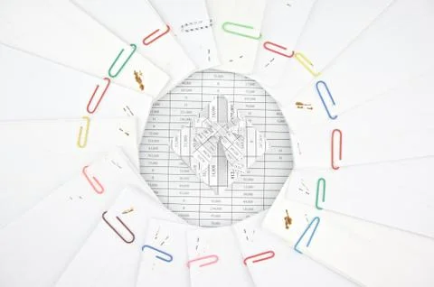 Gift box on document place as hole Stock Photos
