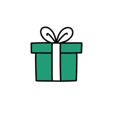 Gift box doodle icon, vector color line illustration Stock Illustration