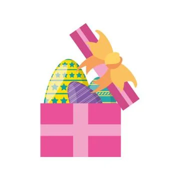 Gift box with easter eggs Illustrazione stock