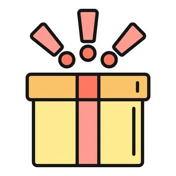 Gift box with exclamation marks showing surprise Stock Illustration