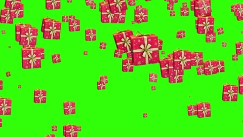 Gift box falling down on a Green background Stock Footage 323678942