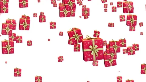 Gift box falling down on white background Stock Footage 323678896