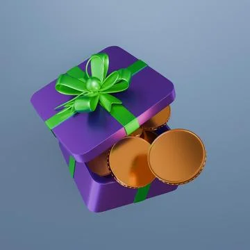 Gift box featuring the promotions coupon, representing a business and marketing Иллюстрация