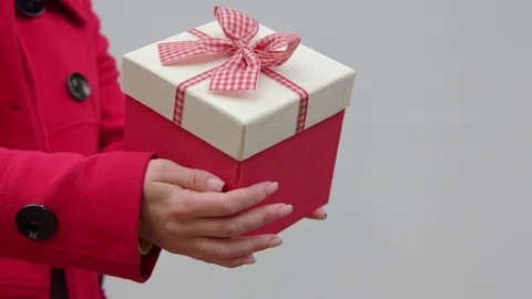 Gift box in female hands. Stock Footage 76676958