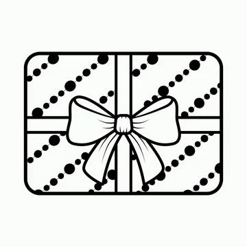 Gift box in a festive wrapper. a black outline on a white background. flat style Stock Illustration