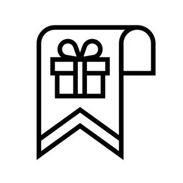 Gift box flag vector illustration, line style icon Stock Illustration