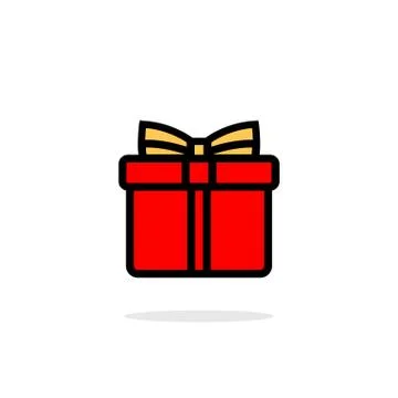 Gift box flat icon. Christmas, New Year or birthday present. Vector on isolat イラスト素材