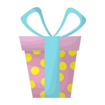 Gift box flat icon. Colorful illustration. Isolated on white background. Stock Illustration