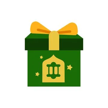 Gift box flat icon on white background for web and mobile design. Gift box icon Stock Illustration