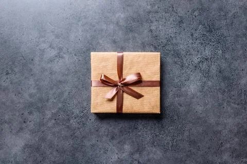 Gift box, flat lay on a desktop 写真素材