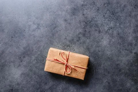 Gift box, flat lay on a desktop Foto stock