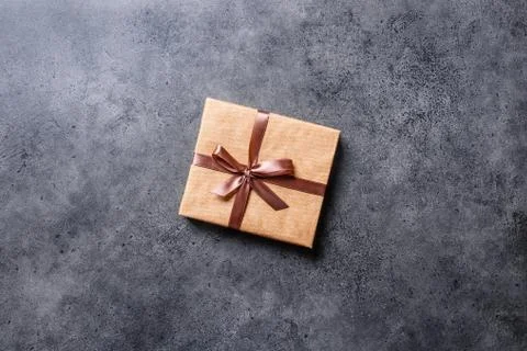 Gift box, flat lay Stock Photos