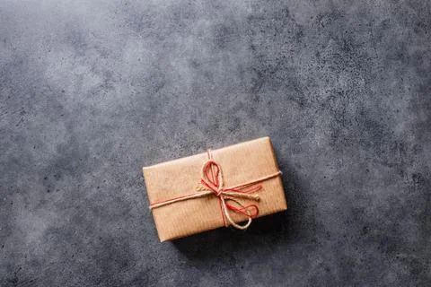 Gift box, flat lay Stock Photos