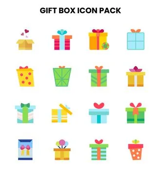 Gift Box Flat SVG Icons Pack Stock Illustration