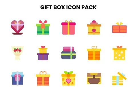 Gift Box Flat UI Icons Pack Stock Illustration
