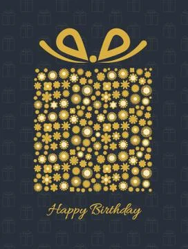 Gift box with floral pattern. Birthday Card. Ilustración de archivo