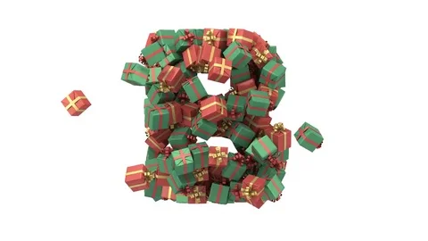 Gift box font. Letter A, B, C, D, E. 库存影片 73164380