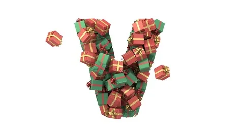 Gift box font. Letter U, V, W, X, Y, Z. 库存影片 73164323