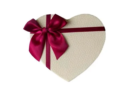 Gift box in form heart on white background Stock Photos