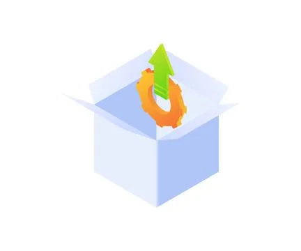 Gift box with gear setting arrow Illustrazione stock