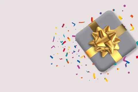 Gift box with gold bow Stock Illustration