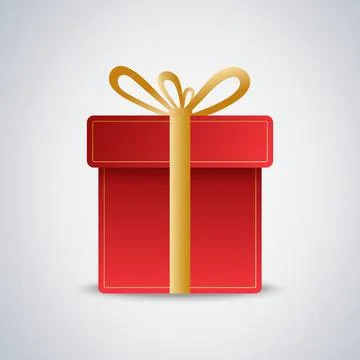 Gift box with gold ribbon. Vector illustration. Illustrazione stock