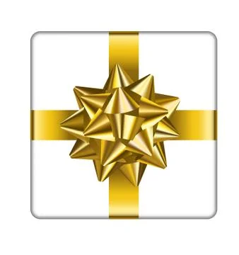 Gift box with golden bow Stock Illustration