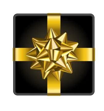 Gift box with golden bow Stock Illustration
