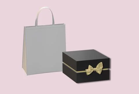 Gift box with golden bow Stock Illustration
