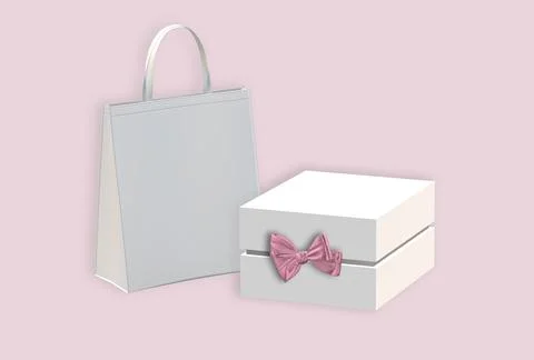 Gift box with golden bow Stock Illustration