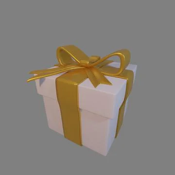 Gift Box golden ribbon 3D Model