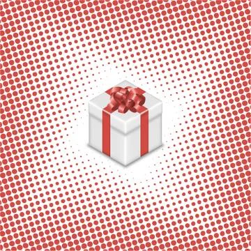 Gift box on a halftone background, vector illustration. Stock Illustration