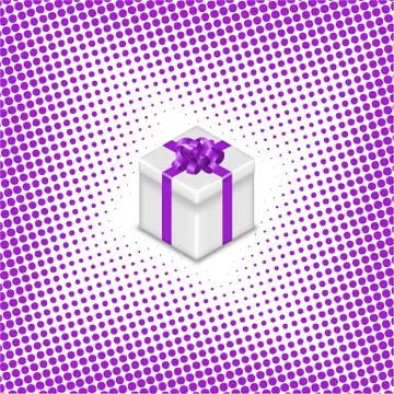 Gift box on a halftone background, vector illustration. Stock Illustration