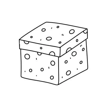 Gift box in hand drawn doodle style. Vector illustration isolated on white .. Stock Illustration