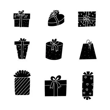 Gift box hand drawn solid icon vector illustration Illustrazione stock