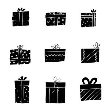 Gift box hand drawn solid icon vector illustration イラスト素材