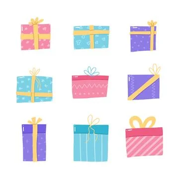 Gift box hand drawn vector illustration Stock Illustration
