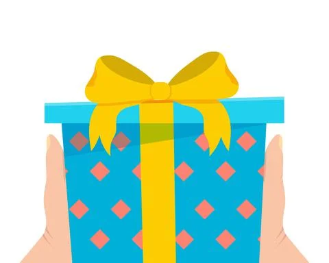 Gift box in hand. Flat vector illustration Stock Illustration