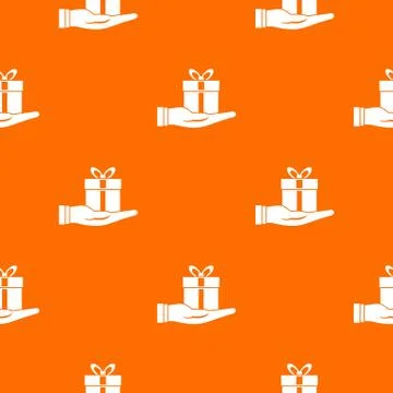 Gift box in hand pattern seamless Stock Illustration