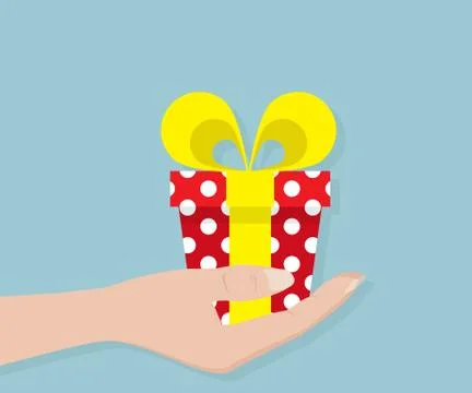 Gift Box In Hand Vector Illustration Stock Illustration