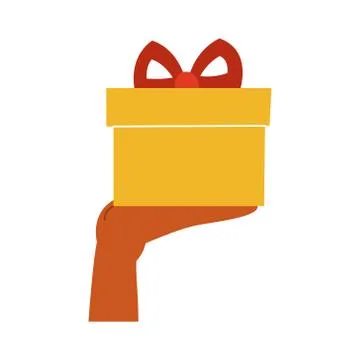 Gift box in hand on a white isolated background. The icon. Present. Vector il Stock Illustration