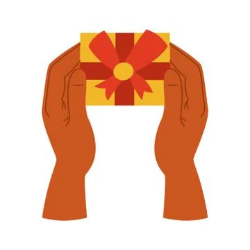 Gift box in hand on a white isolated background. The icon. Present. Vector il Stock Illustration