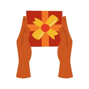 Gift box in hand on a white isolated background. The icon. Present. Vector il Stock Illustration
