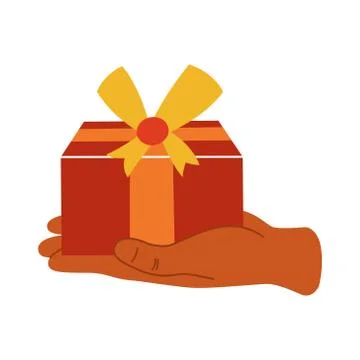 Gift box in hand on a white isolated background. The icon. Present. Vector il Stock Illustration