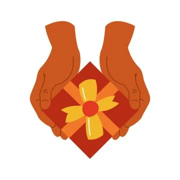 Gift box in hand on a white isolated background. The icon. Present. Vector il Stock Illustration